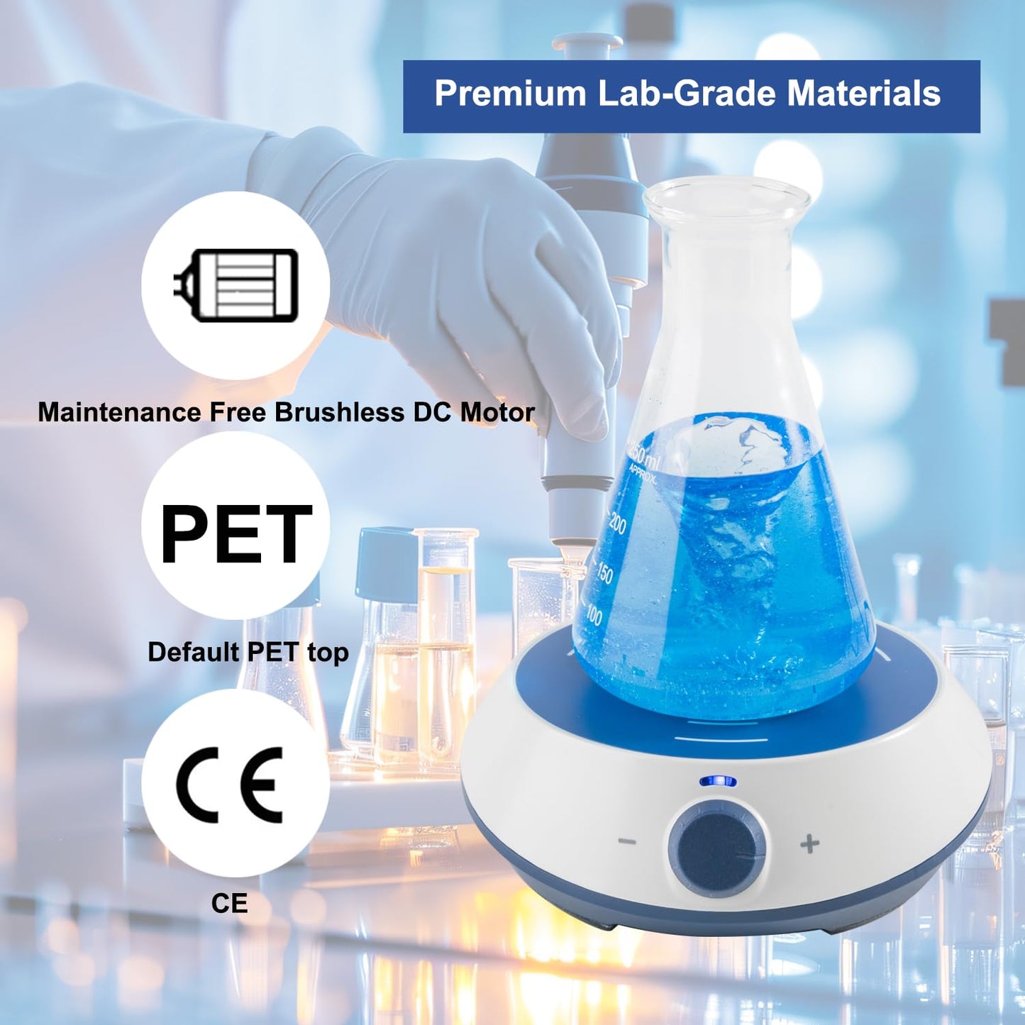 ONiLAB Magnetic Stirrer with 4PCS Stir Bars，Magnetic Mixer with Stirring Capacity 3000ml (No Heating)