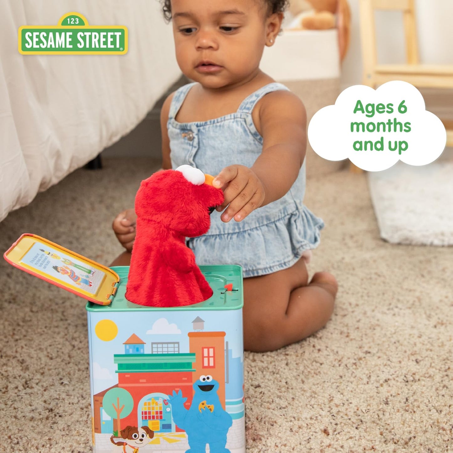 Kids Preferred Sesame Street Jack in the Box - Elmo Plush Toy for Toddlers 1-3, Developmental Toy