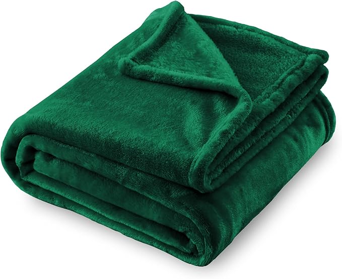 SOCHOW Flannel Fleece Blanket Throw Size, All Season Lightweight Super Soft Cozy Blanket for Bed or Couch, Green, 50x60 inches