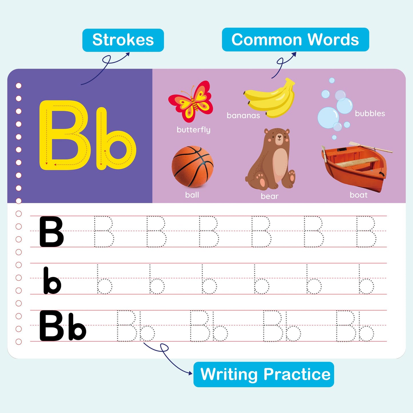 BenBen Preschool Learning Activities, 52 Pages, Tracing Books for Kids Ages 3-5, Kindergarten Workbooks, Toddler Writing Practice, Pre K Busy Book Educational Toys, Autism Learning Materials