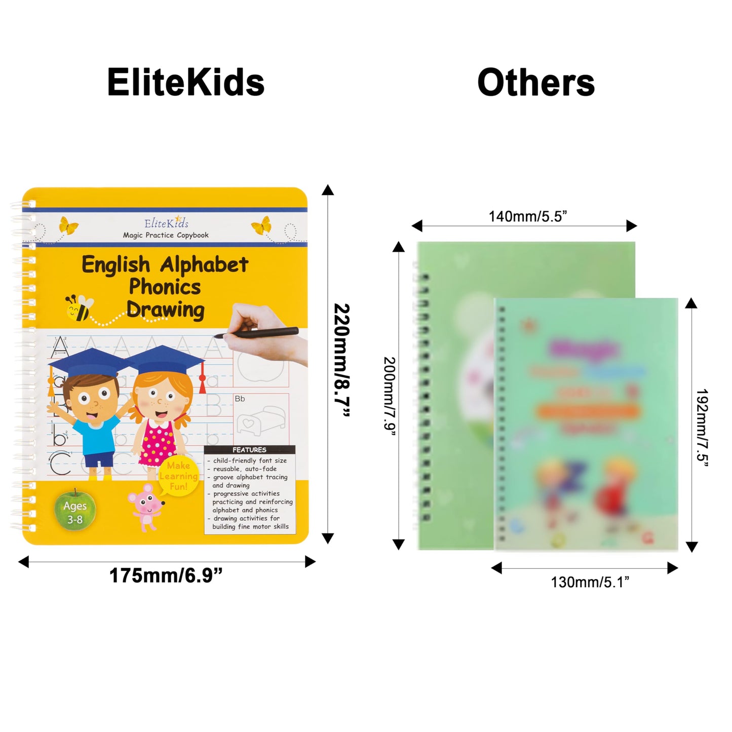 Magic Grooved Writing Practice for Kids, Trace Books for Kids Ages 3-5, 6-8, Handwriting Practice for kids 5-7, Teacher-Designed Reusable Magic Practice Copybook for Kids ages 3-8 (8.7×6.9in)