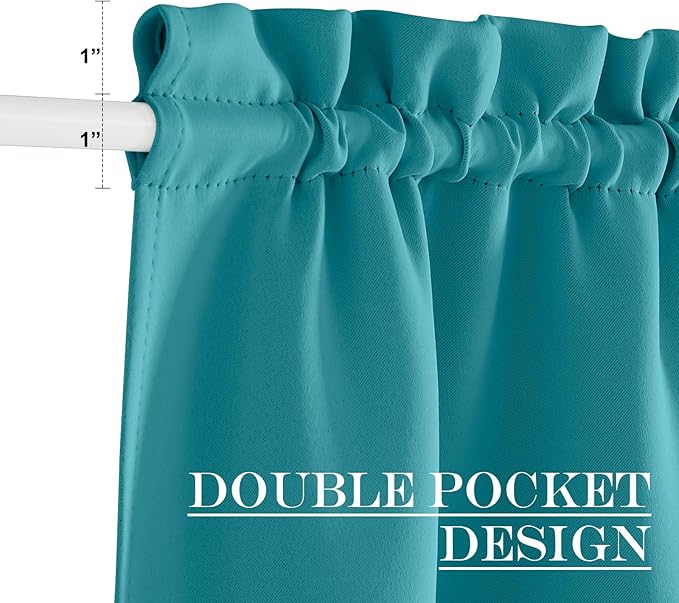 NICETOWN Classroom Door Window Covers - Thermal Insulated Rod Pocket Blackout Privacy French Front Door Panel for Kitchen Small Window, 30 W x 72 L, Peacock Teal, 1 Panel