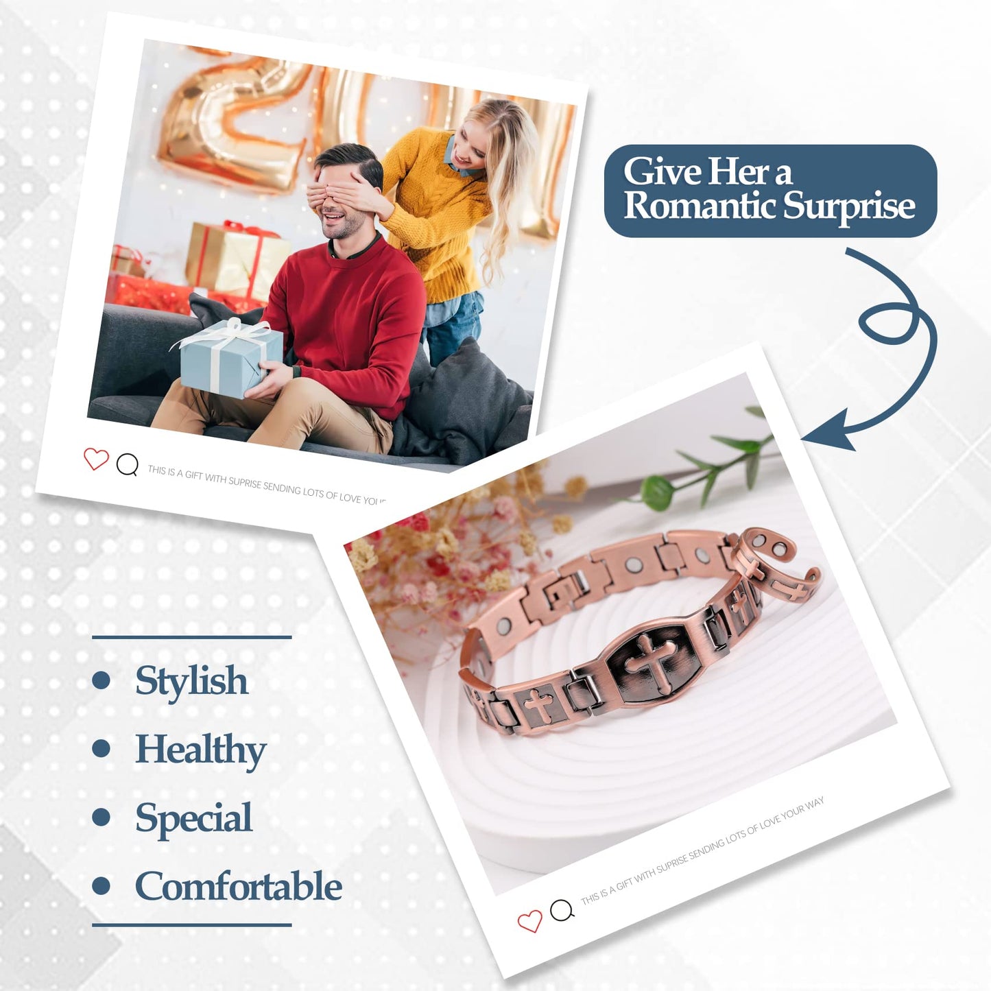 Jecanori Copper Cross Bracelet & Ring for Men, Magnetic Copper Ring, Magnetic Bracelets for Men with Sizing Tool