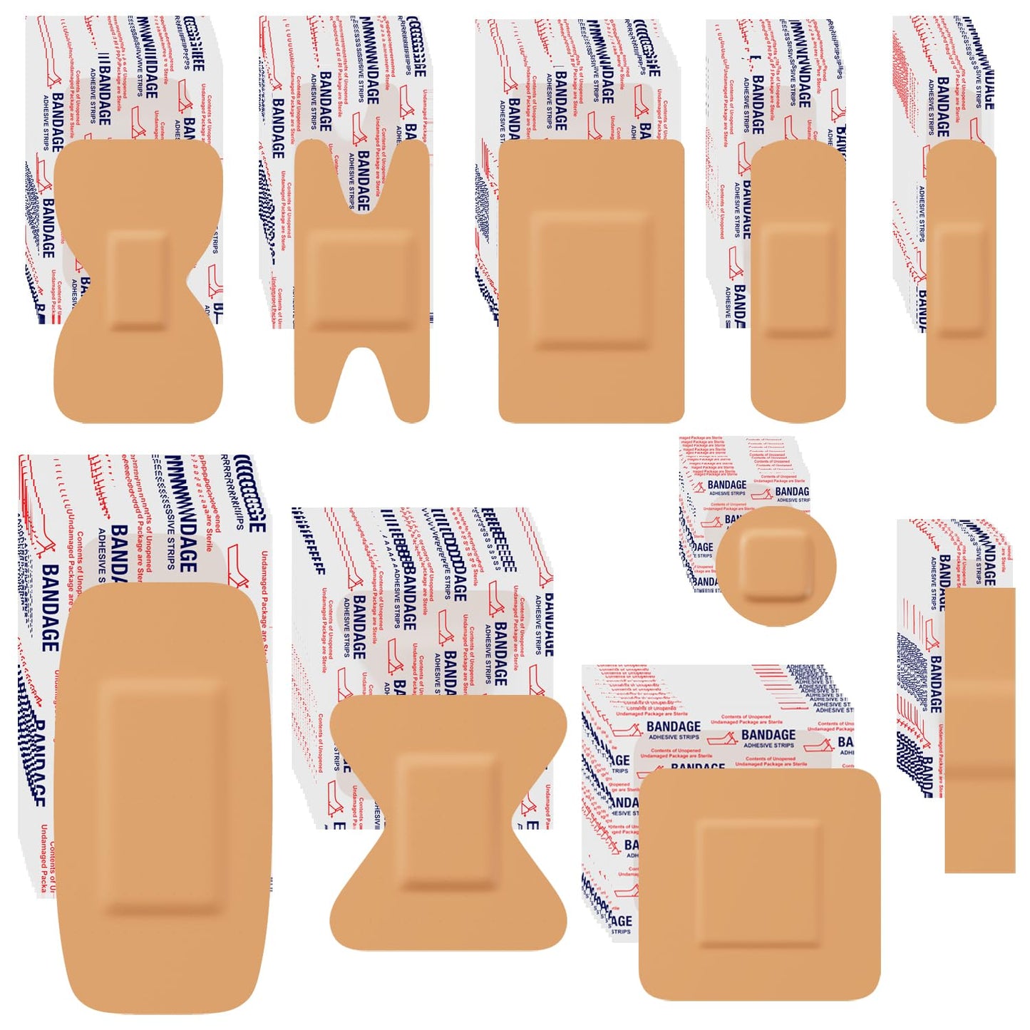 Assorted Bandage Variety Pack - 800 Pcs, FSA-HSA Eligible Waterproof & Breathable Large Adhesive Bandage Bulk Pack for First Aid Supplies and Wound Protection (10 Styles)