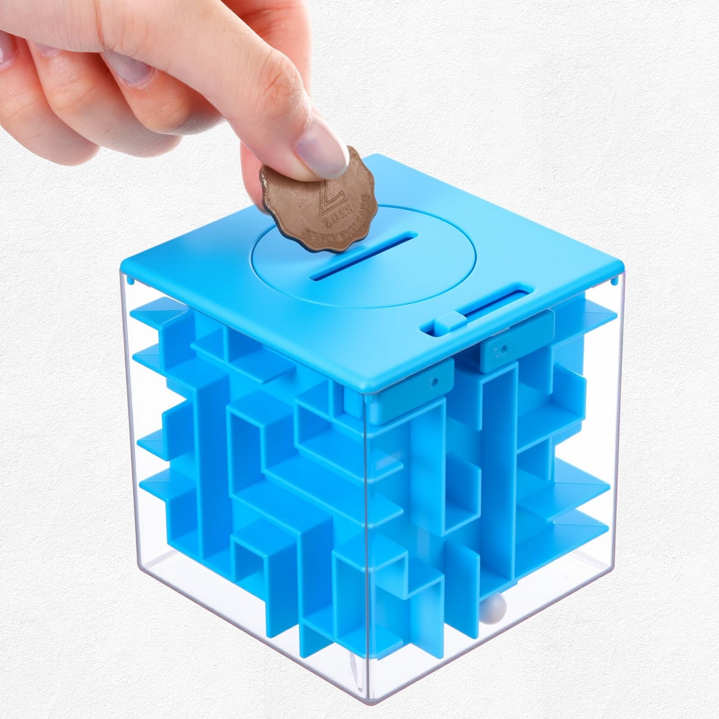 Patelai 2 Pieces 3.03 Inch Money Holder Maze Puzzle Gift Box, Christmas Money Gift Holder Box Fun Maze Puzzle Brain Teasers for Adults (Red, Blue)