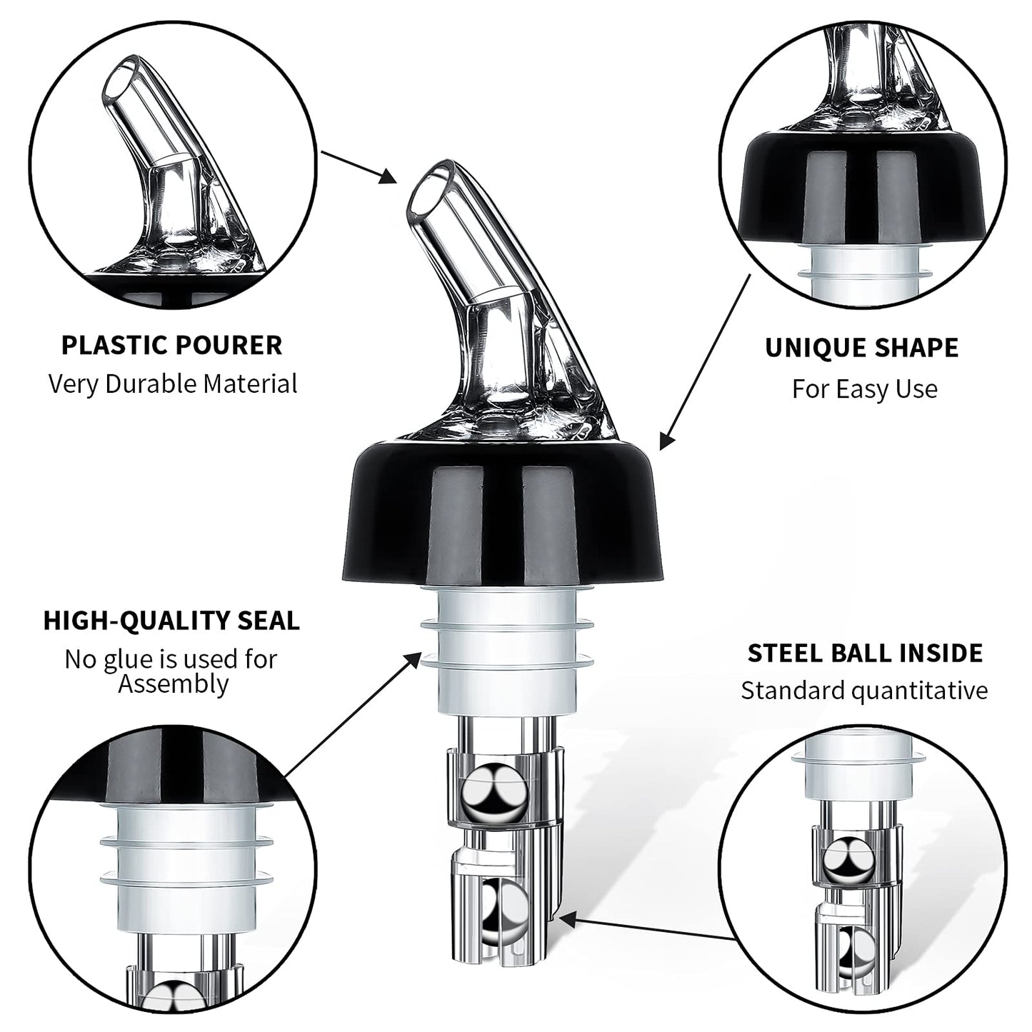 Automatic Measured Bottle Pourer - 1.5oz/45ml Quick Shot Spirit Measure Pourer Drinks Wine Cocktail Dispenser Home Bar Tools