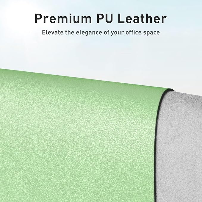 Aothia Leather Desk Pad Protector, Mouse Pad, Office Desk Mat, Non-Slip PU Leather Desk Blotter, Laptop Desk Pad, Waterproof Desk Writing Pad for Office and Home (23.6" x 13.7", Foam Green)