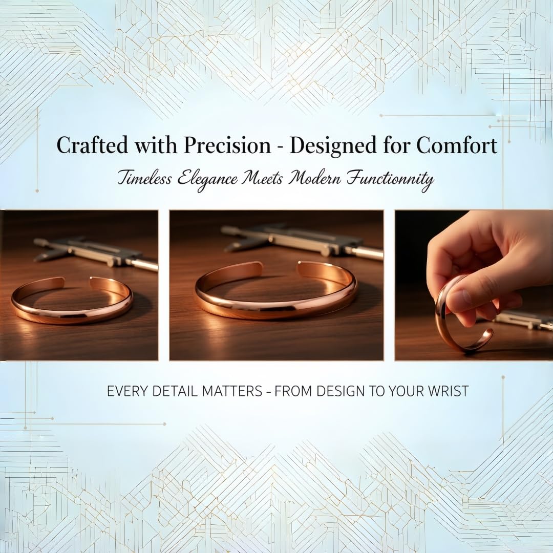 DeLLirious Copper Bracelet for Women - 99.99% Pure Copper - Raw, Solid & Handmade Cuff Bangles Open Cuff Style