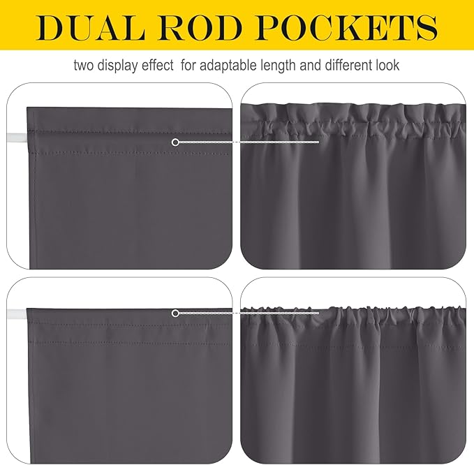 NICETOWN Grey Door Curtains for Window - 20 x 72 inches Long Blackout Thermal Insulated Sidelight Curtain for French Front Glass Window, Privacy Door Shade for Kitchen - 1 Panel with TieBack