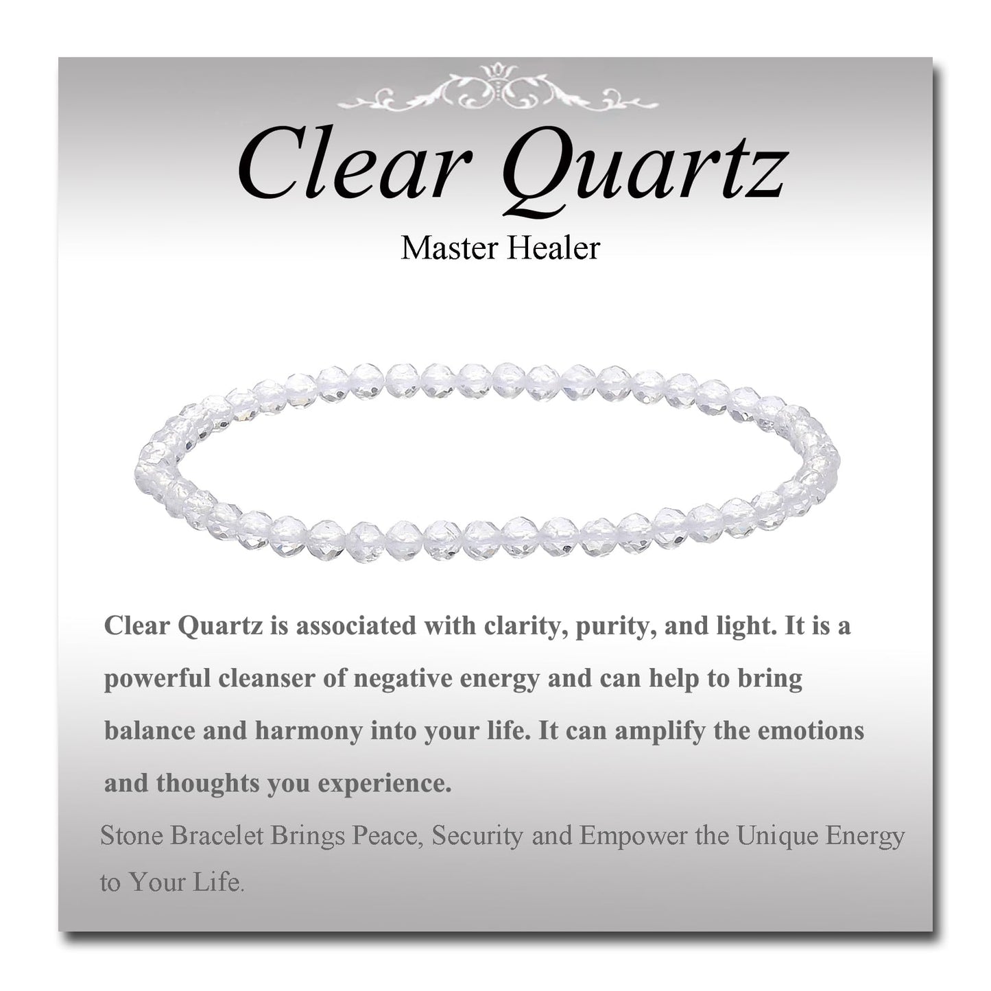 MASSIVE BEADS Natural Genuine Gemstone Beads Healing Crystal Chakra Reiki Jewelry Faceted Round Beads Bracelets (Clear Quartz, 3mm)