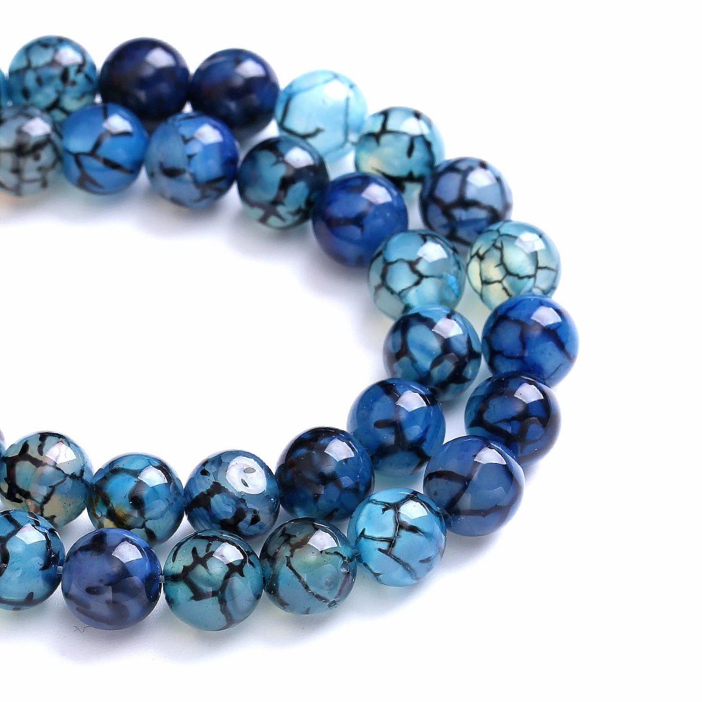 8MM 45PCS Natural Stone Blue Dragon Vein Agate Loose Beads for Jewelry Making DIY Bracelet Necklace