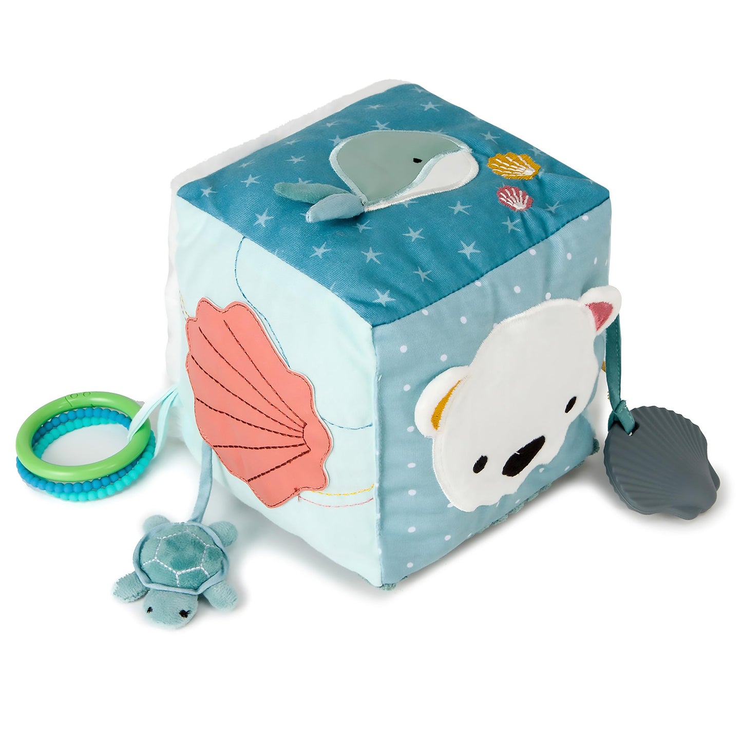 Little Big Friends Multi-Texture Soft Activity Cube for Fine Motor Skills and Cognitive Growth | Montessori Developmental Toy | Sensory Play Cube | Ocean