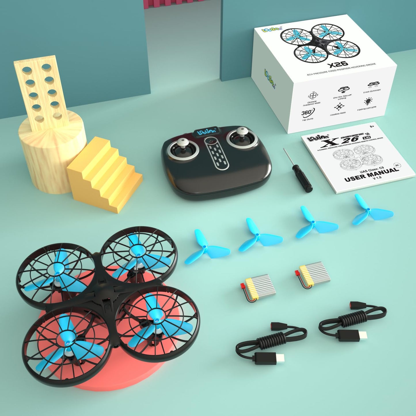 Loolinn | Drones for Kids Gift - Mini Drone, RC Drone with Auto Anti-Collision Technology/Safe for Kids/Easy to Fly / 360° Flip/Hand-Controlled Mode (Gift for Boys and Girls)