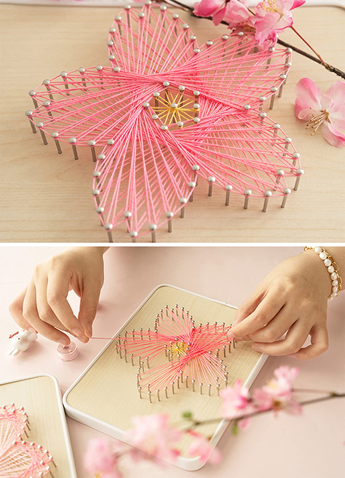 BAZIMA DIY String Art Kit for Beginner,Unique Gift, DIY Sakura Craft Kit,Craft Kit for Holidays