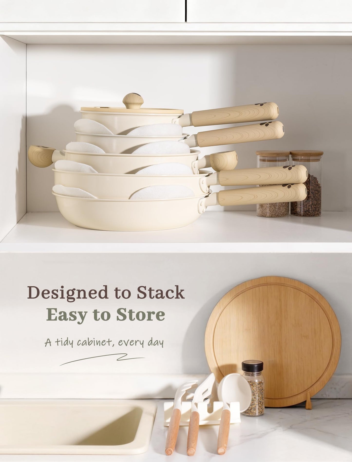 Astercook Pots and Pans Set Non Stick, Ceramic Cookware Set Non Toxic, 18 Pcs Dishwasher Safe Induction Cookware for Everyday Cooking & Kitchen Mothers Day Gifts