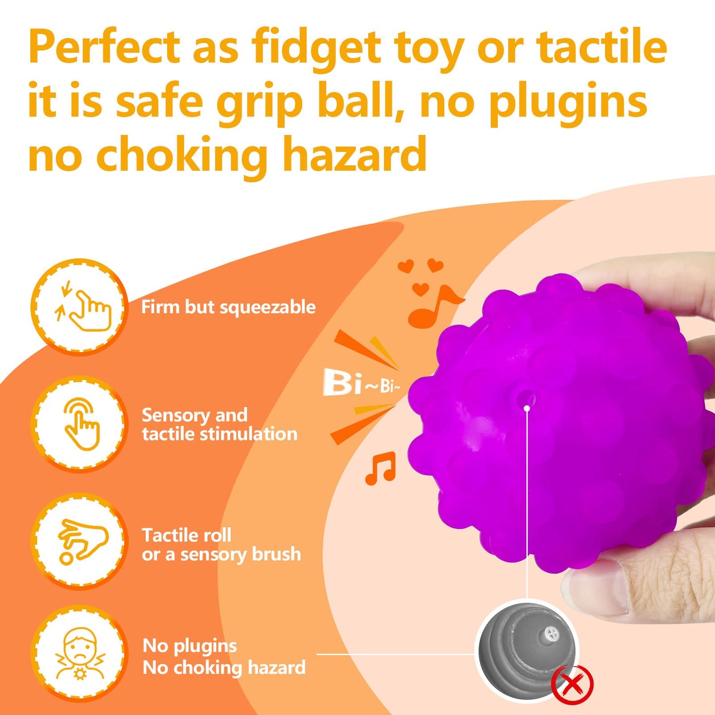ROHSCE Sensory Balls for Kids 6pcs Textured Multi Ball Set for Toddlers Multicolor and Bright Handing Catching Balls BPA-Free Soft Stress Relief Toys