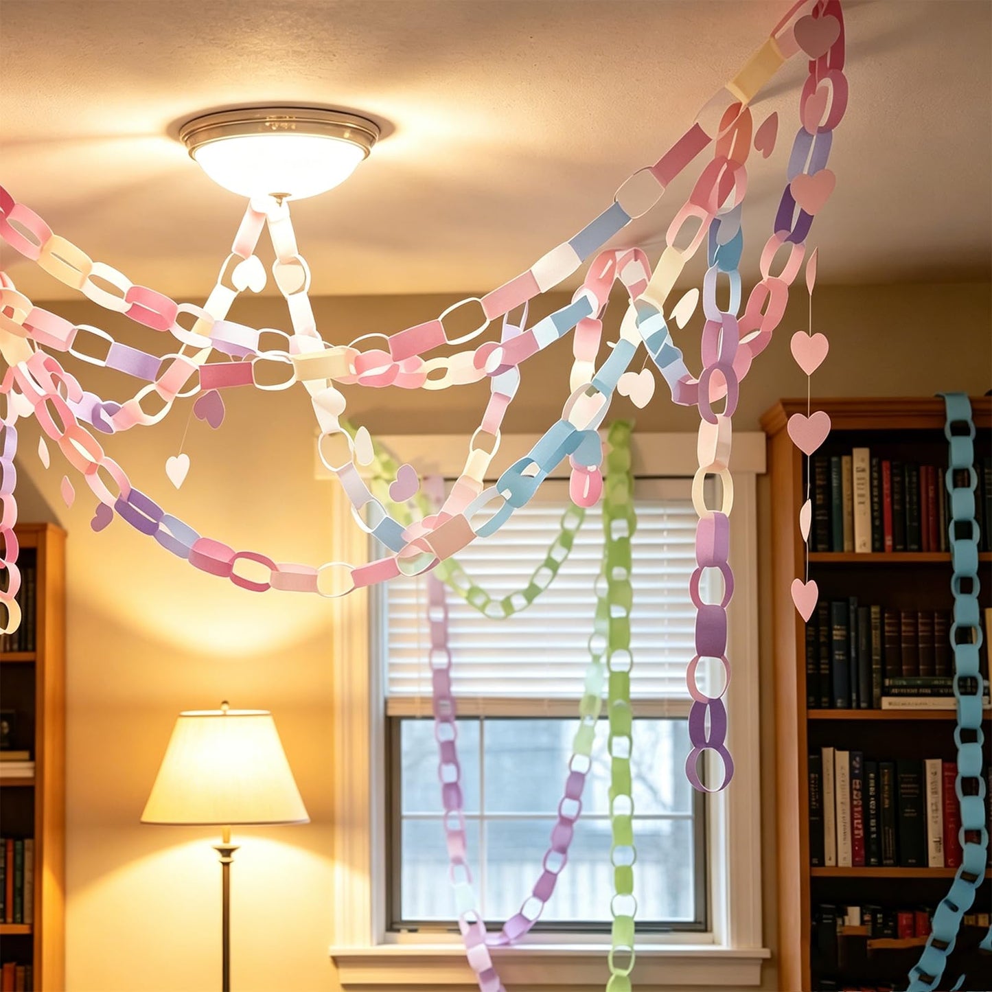 Paper Chain Garland Kit, 600 Sheets 7.9 Inch Precut Paper Strips for DIY Rainbow Chain, Construction Paper Crafts for Birthday Party Wedding Shower Decor, with Double Sided Tape (Macaron)