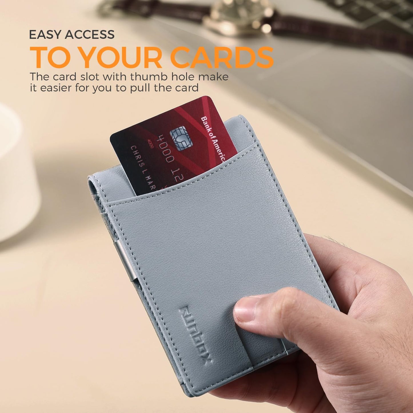 RUNBOX Slim Money Clip Wallets for Men RFID Blocking 11 Card Holder Minimalist Small Leather Bifold Novelty Men's Wallet Front Pocket Gift Box
