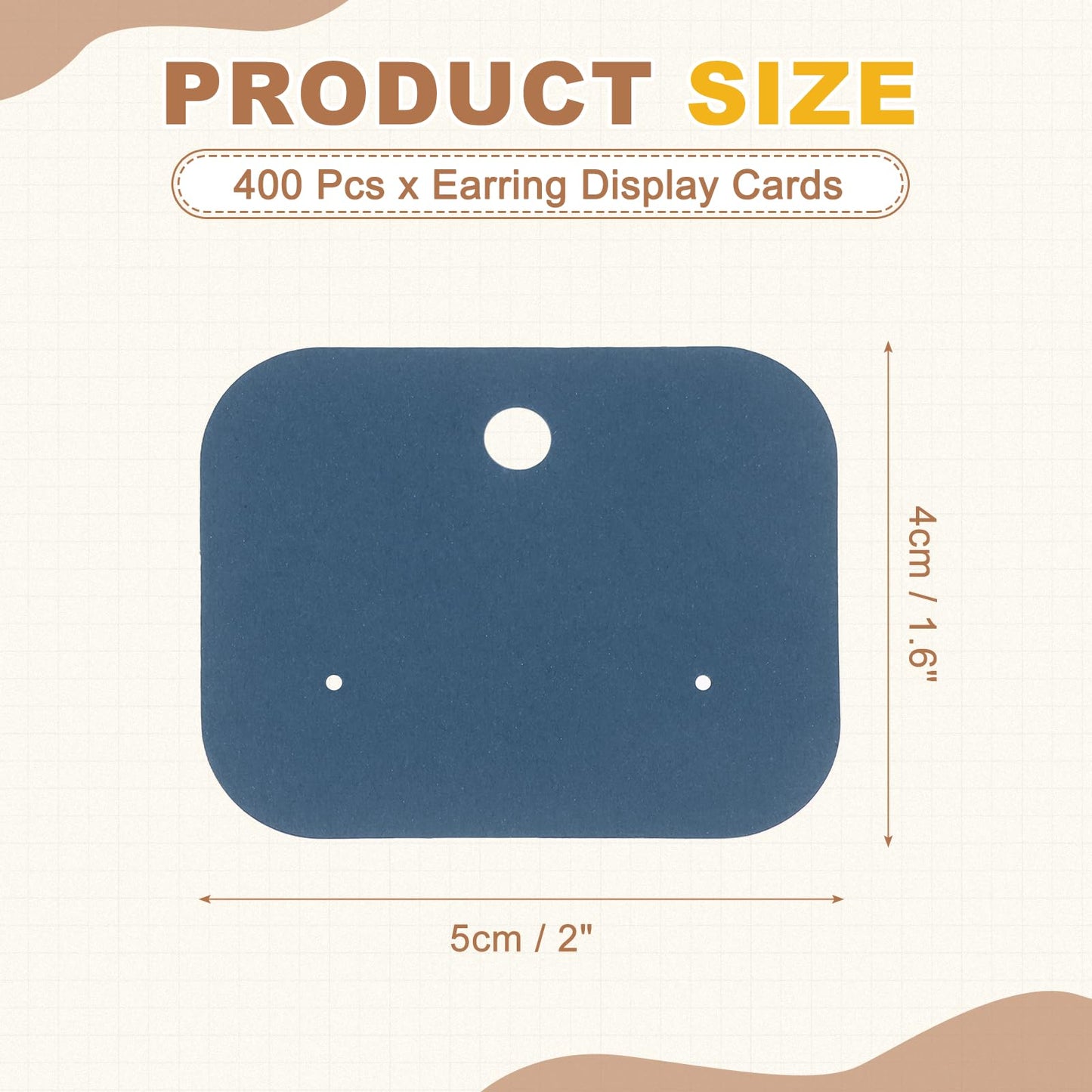 PATIKIL 400Pcs Earring Display Cards, 1.6"x2" Kraft Paper Stud Earring Holder Card, Blank Hanging Tag 2 Holes for Ear Stud Small Jewelry Selling Packaging Supply, Navy Blue