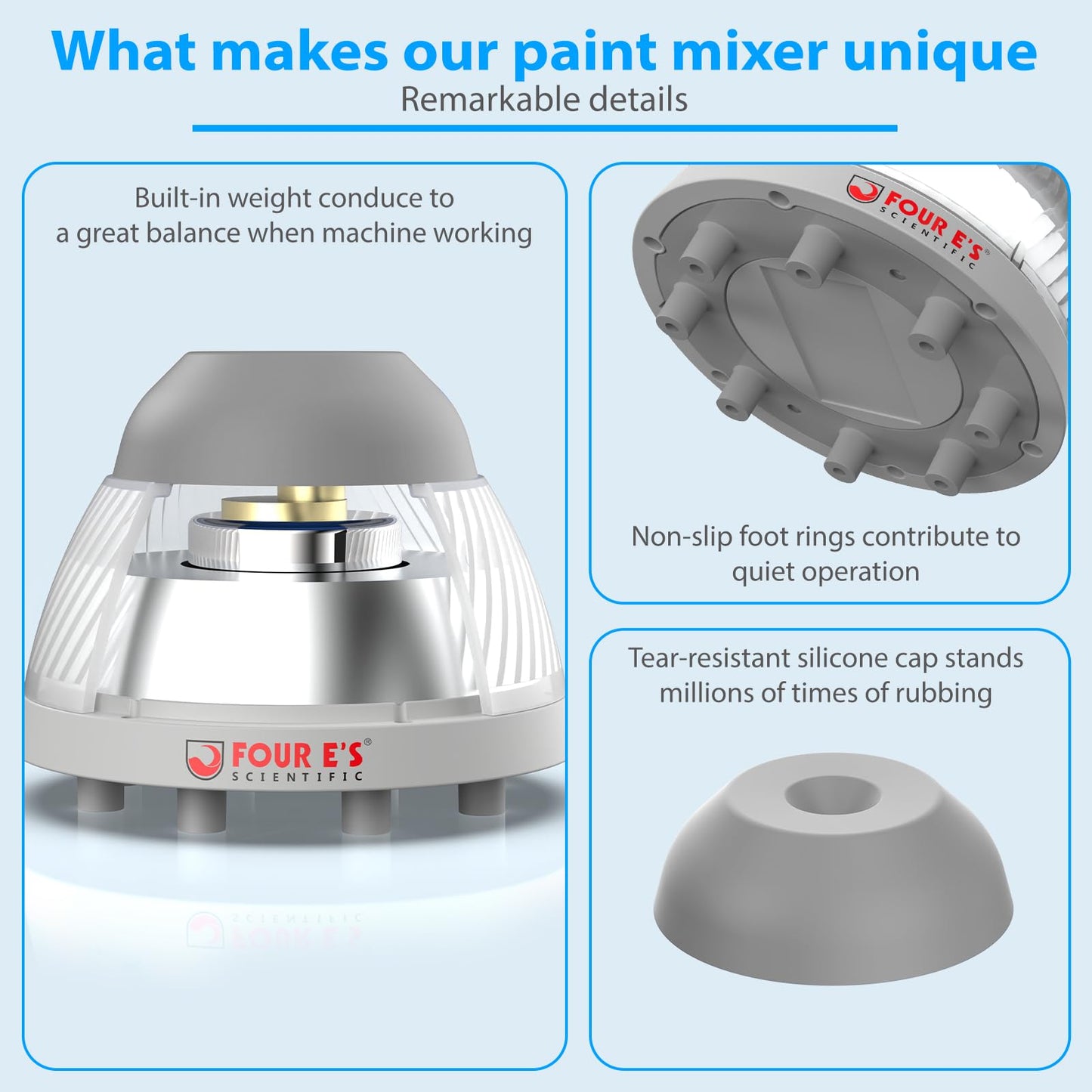 FOUR E'S SCIENTIFIC 5000 RPM Vortex Mixer Paint Shaker, Fast Mixing Touch Mode for Miniature Paint, Lash Extensions Adhesive, Nail Polish, Grey