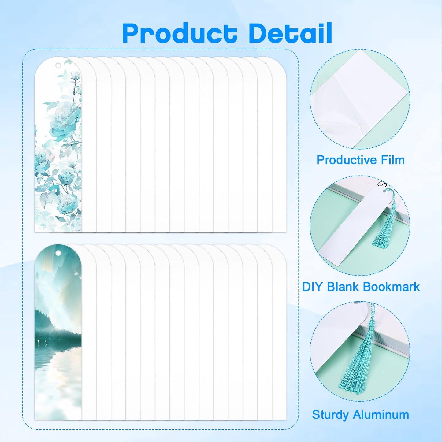 Sublimation Double Sided Bookmark Blanks - 50Pcs Metal Kit + 50 Colors Tassels, DIY Bookmarks for Book Lovers, Crafts, Reading Gifts
