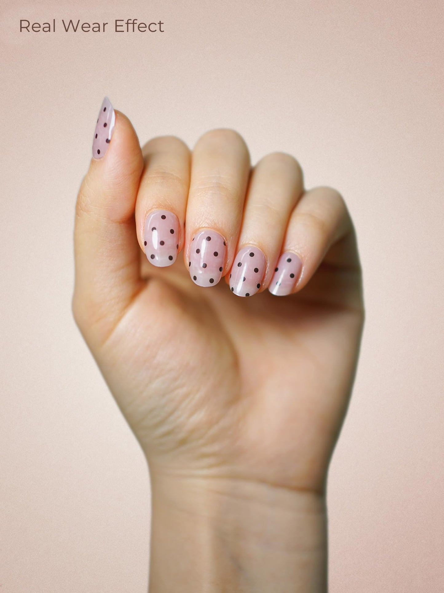 Beaolata Real Gel Nail Strips (No UV Light Needed) - 44Pcs Salon Quality Nail Stickers - Long Lasting Polish Wraps for Women, Easy Apply & Remove (Sparkle Fade Pink)