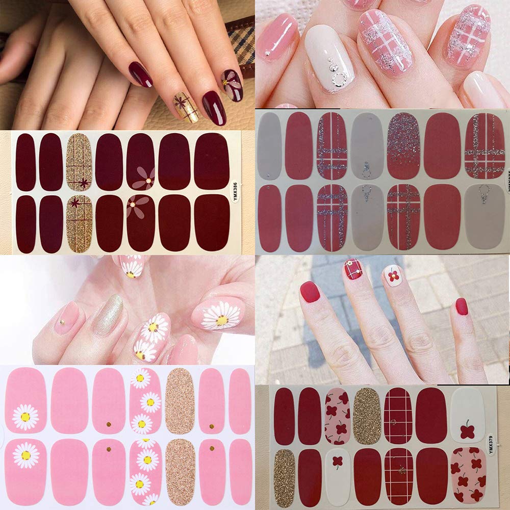 SILPECWEE 20 Sheets Glitter Nail Polish Strips Full Nail Wraps with Adhesive Nail Polish Stickers and 1pc Nail File