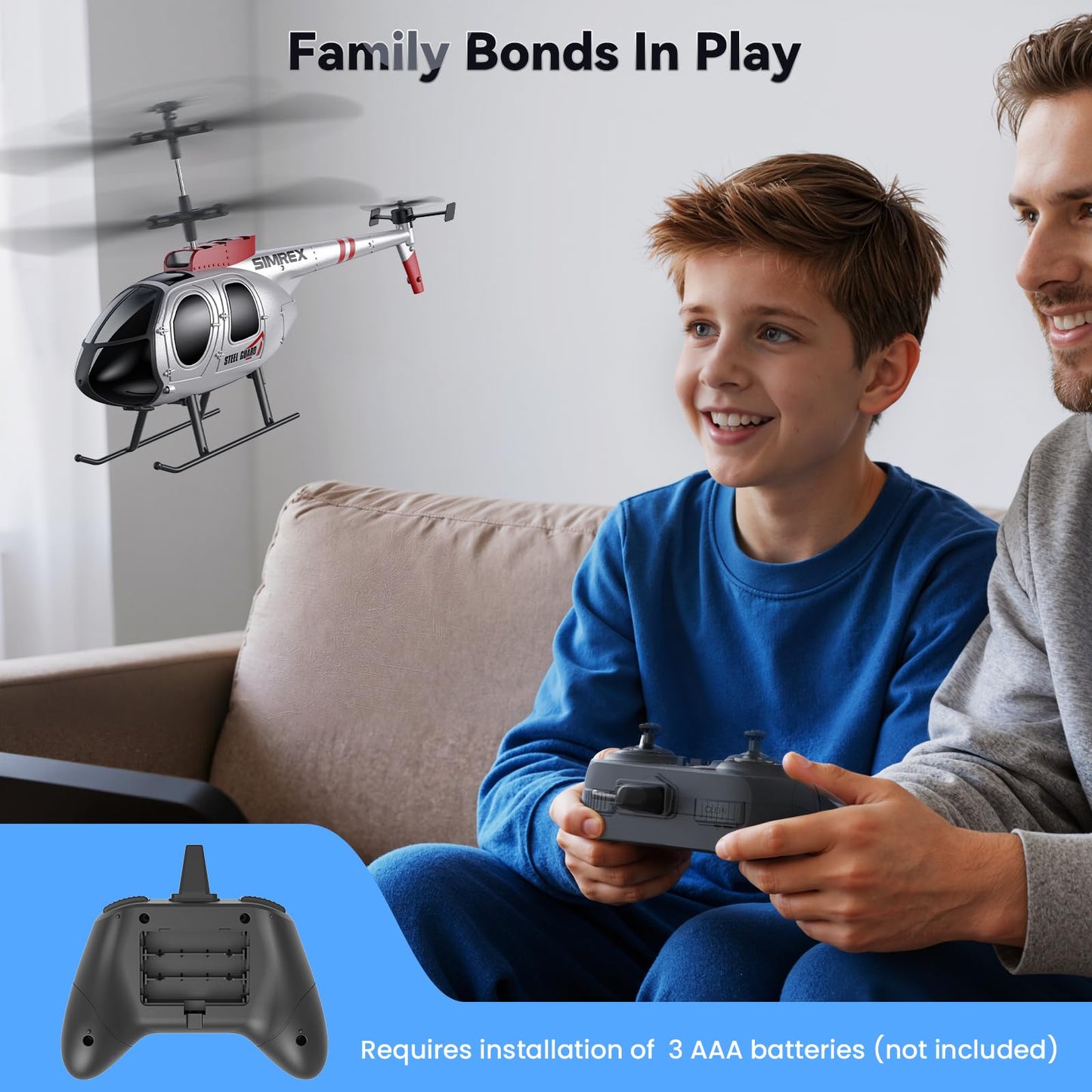 SIMREX RC Helicopter Toy for Kids & Beginners – Altitude Hold, 2 Speeds, Rechargeable with 2 Batteries, Indoor/Outdoor Hands-on Play, Ideal Gift for Boys Girls