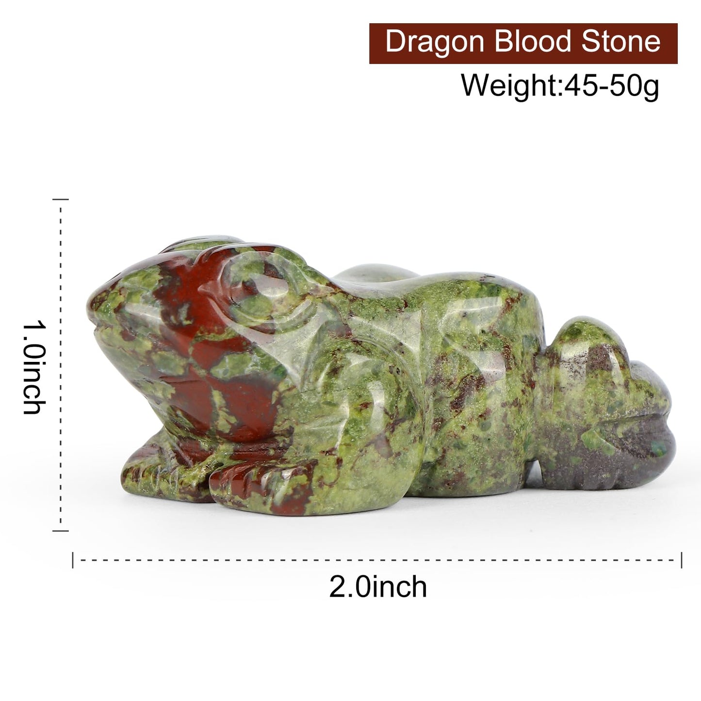 SMQ 2 Inch Crystal Frog, Natural Dragonblood Figurine, Hand Carved Statue Decor, Healing Stone Crystal Animal With Gift Box