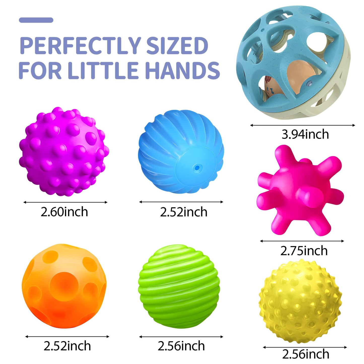 Montessori-Inspired Sensory Balls & Wheat Straw Rattle Set for Babies 6–12 Months & Toddlers 1–3 | Multi-Textured, Stress-Relief Baby Toys for Early Learning, Motor Skills & Gentle Massage