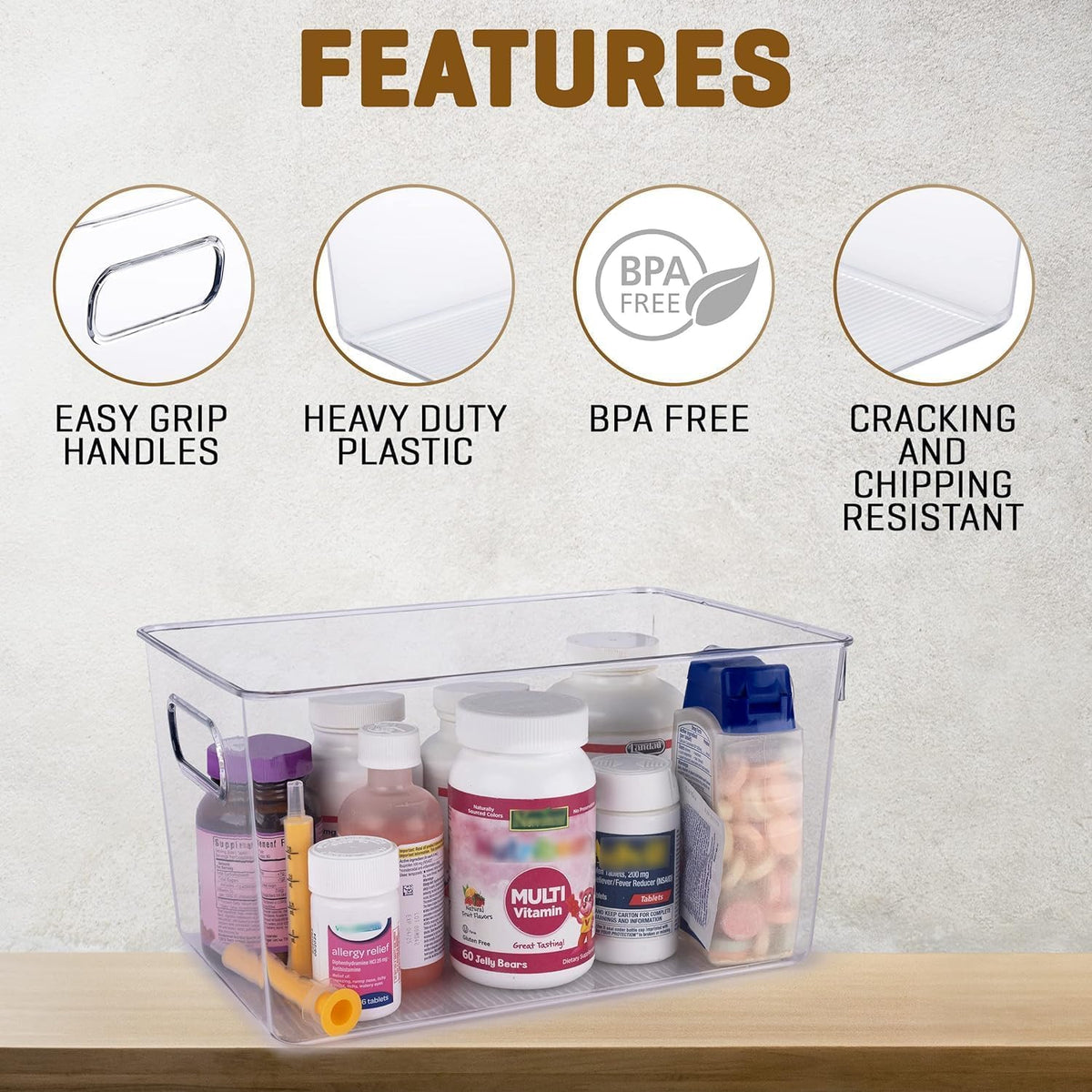 Clear Plastic Storage Bins with Lids (8 Count)
