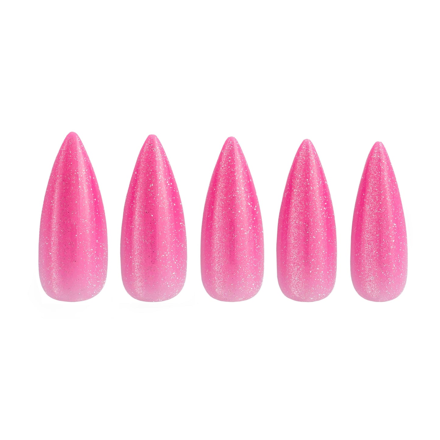 PaintLab Press On Nails - Pink Glitter Stiletto Fake Nails, 30 Nails in 15 Sizes with Glue, Reusable Salon Quality Press On Nails