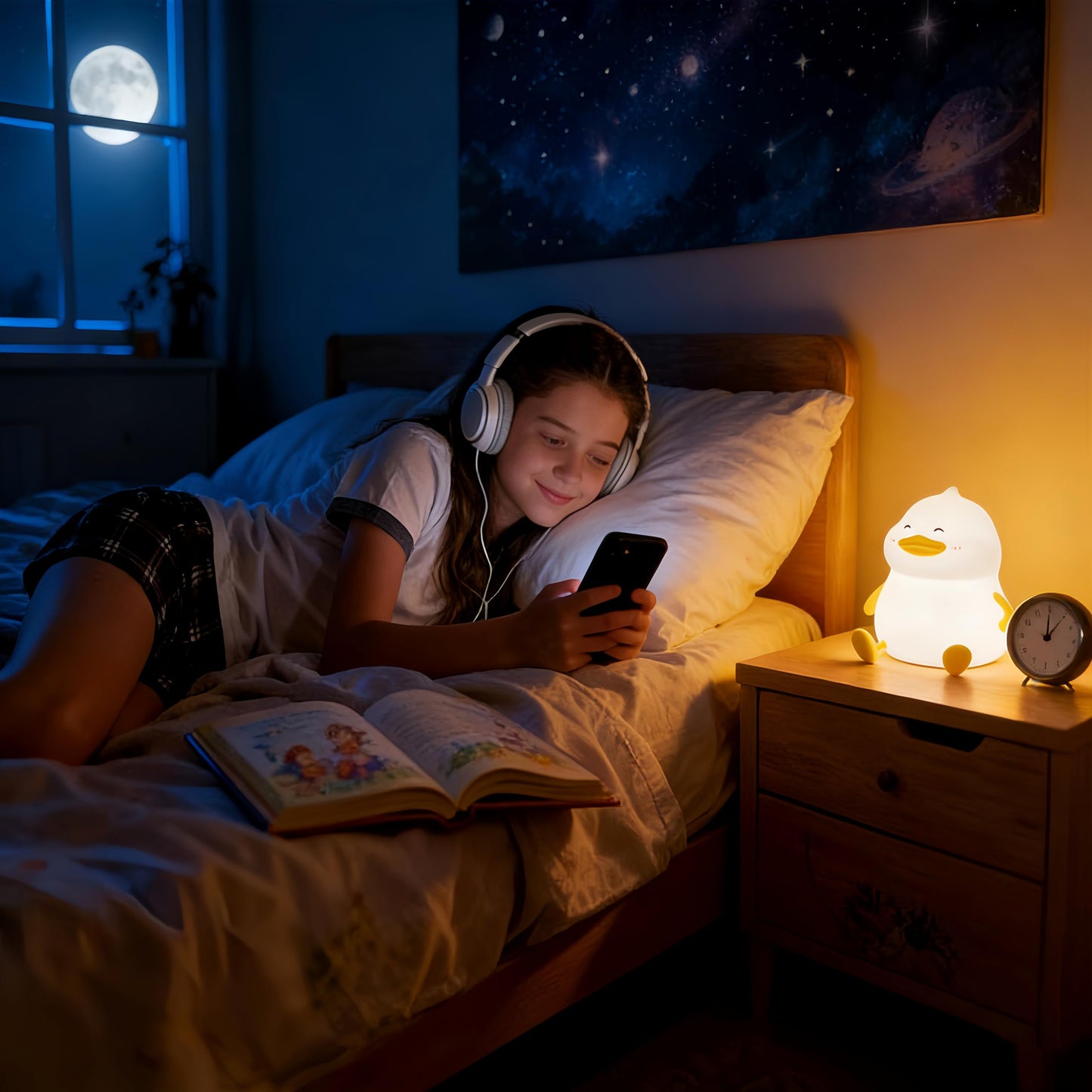 Duck Night Light for Kids, Cute Silicone Animal Nursery Lamp, 3 Level Dimmable Rechargeable LED Nightlight, BPA Free Food Grade Silicone, Eye Caring Soft Warm Light for Baby Toddler Breastfeeding
