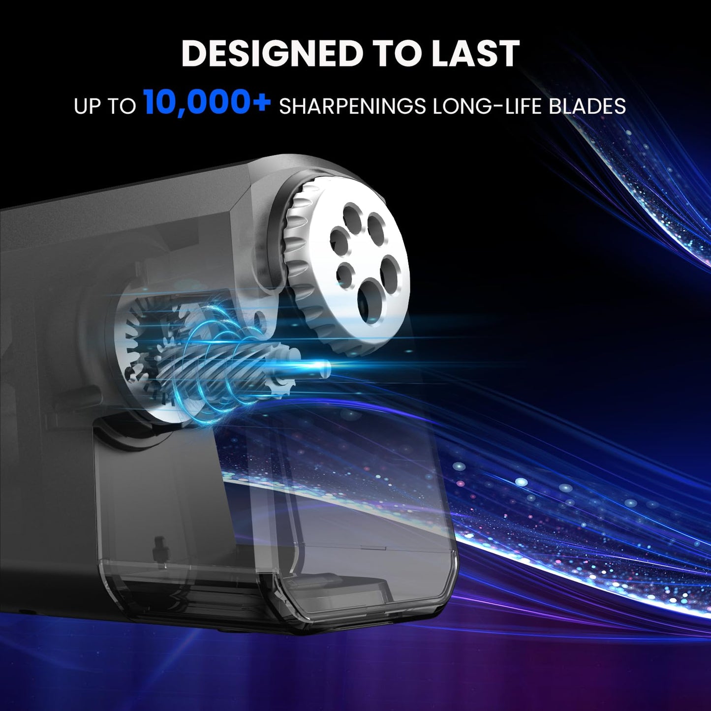 Aurbuex Heavy Duty Electric Pencil Sharpener – 6-Hole for 6-12mm Pencils, Auto Start/Stop, Fast 4s Sharpening, Zinc Alloy Blade, 10,000+ Sharpenings – Ideal for Classroom, Office & Art Use(S260)