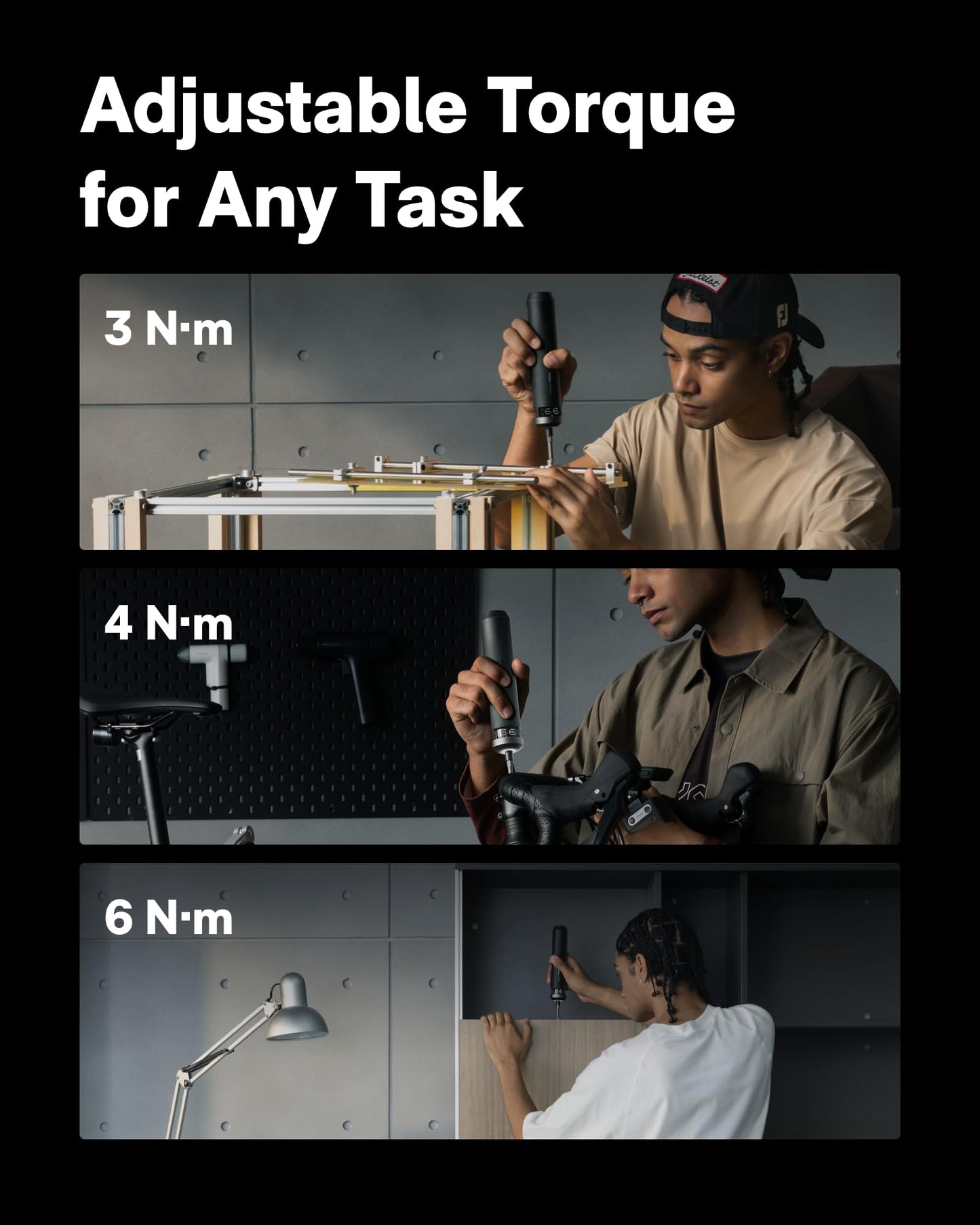 HOTO PixelDrive Electric Screwdriver, Smart Display, 6 Torque Settings, 0.5 to 6 N·m, 1/4'' Hex 30 Bits, LED Light, 2000 mAh Rechargeable Cordless Screwdriver Set for Electronics, Gadgets for Men
