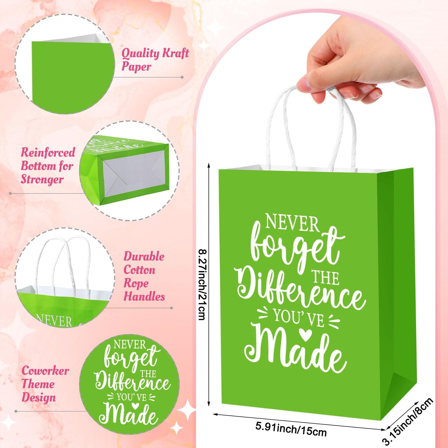 30 Pcs Volunteer Appreciation Gifts Bulk Include 6 Inspirational Makeup Bag 6 Colorful Gift Bag 6 Keychain 6 Marble Notepad and 6 Bamboo Ballpoint Pen for Staff Team Volunteer Week