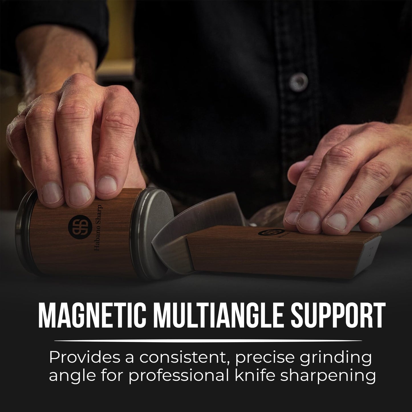 Habano Sharp Rolling Knife Sharpener Kit - Diamond Sharpening Tool for Steel of Any Hardness, Knife Sharpener Stone with 15 & 20 Degree Magnetic Angle Support for Kitchen Knives, Easy to Use(Brown)
