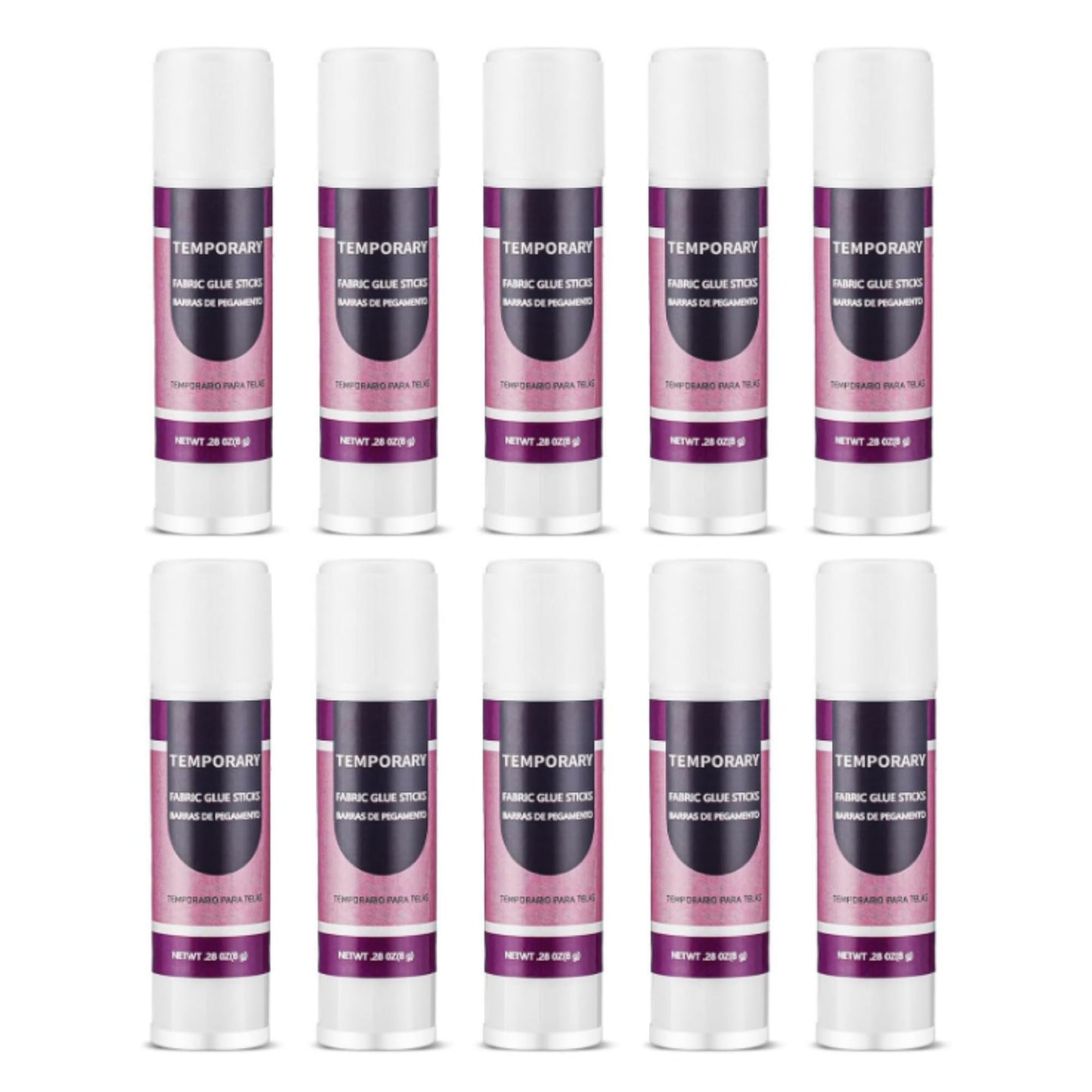 Chivertion 10 Pcs Temporary Fabric Glue 0.28 oz Water Soluble White Fabric Glue Stick for Quilting Man Woman Sewing and Craft and Home Use