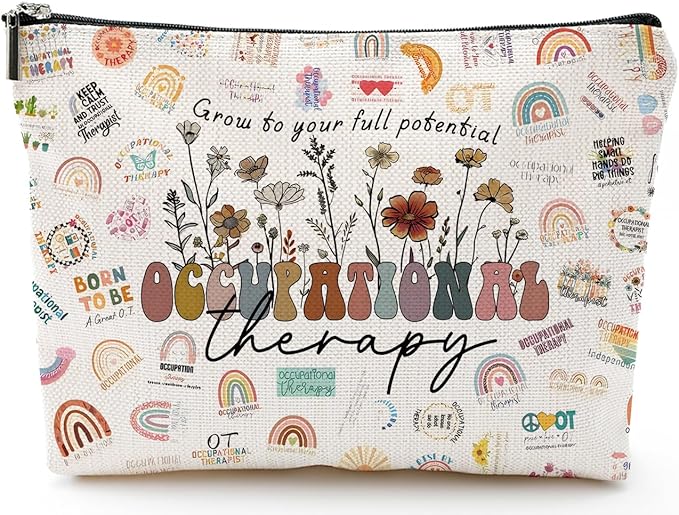 Occupational Therapy Gifts,Therapist Occupational Therapy Makeup Bag Zipper Pouch Travel Toiletry,Therapist Gifts,Ot Gifts,Gifts For Occupational Therapy, white
