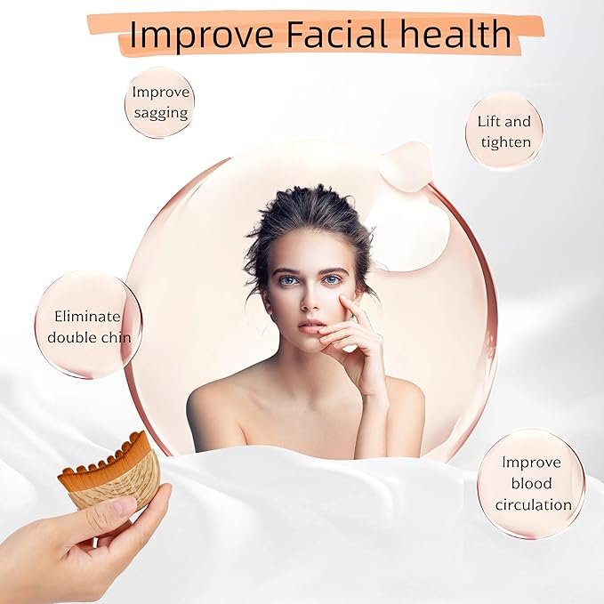 Lymphatic Contour Face Brush, Soft Dry Lymphatic Drainage Massager with Wooden Facial Massage Tool for Chin & Jawline Sculpting, Ergonomically Designed to Fit The Skin Precisely (2 PCS)