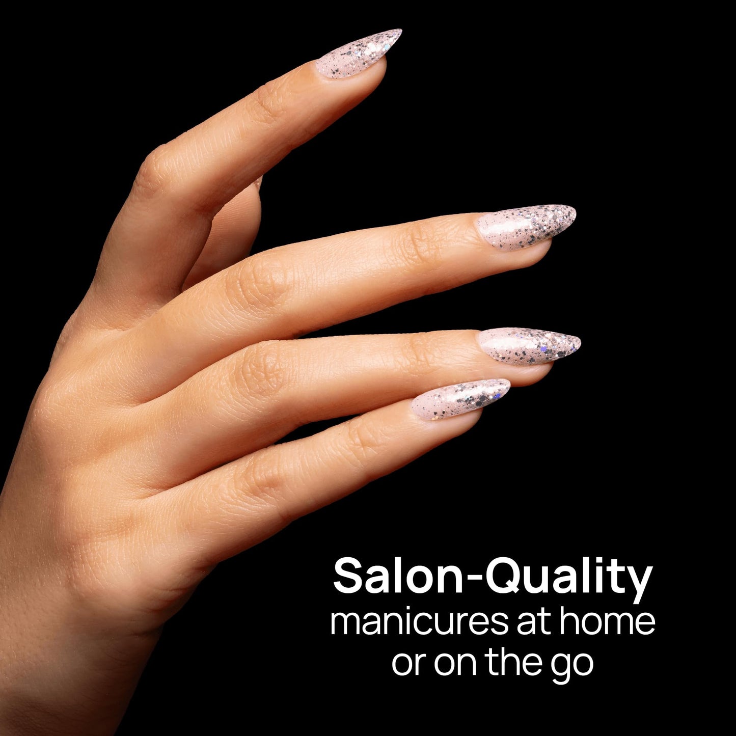 Color Street - Girl's Best Friend - Pale Pink Glitter Nails with Silver Sparkle, Real Nail Polish Strips, Glam Style Manicure - 16 Double-Ended Strips