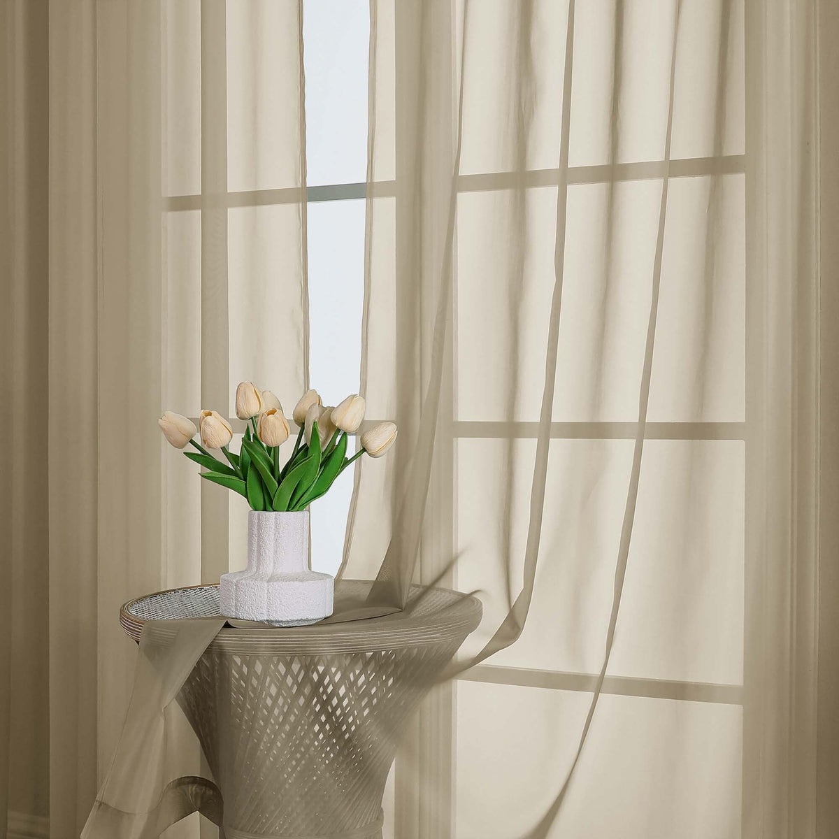 Taupe Sheer Curtains 96 Inches Long 2 Panels (2 Count)