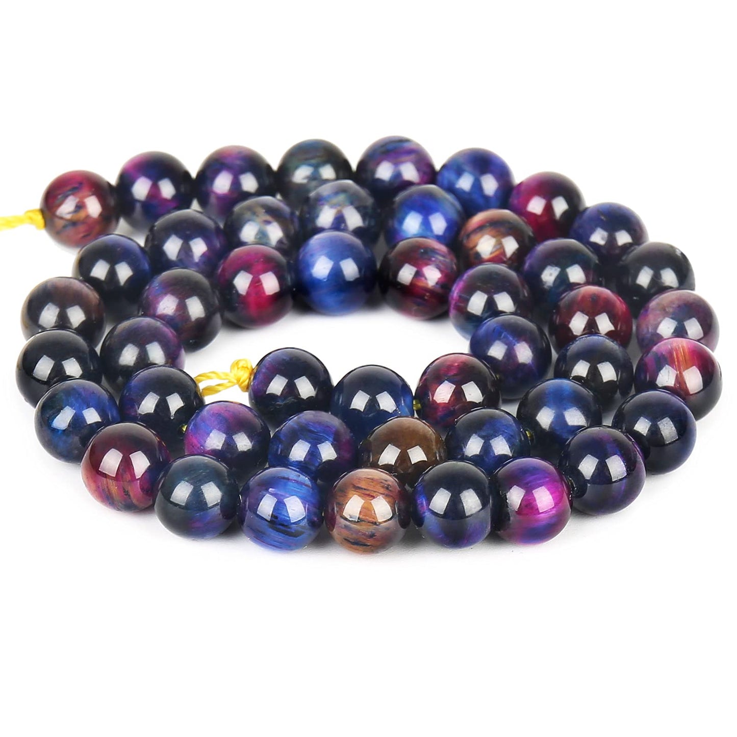 Natural Rainbow Tiger Eye Beads, Grade AAA Gemstone Round Loose Beads 10MM 40PCs Bulk Lot Options, Semi Precious Stone Beads for Jewelry Making