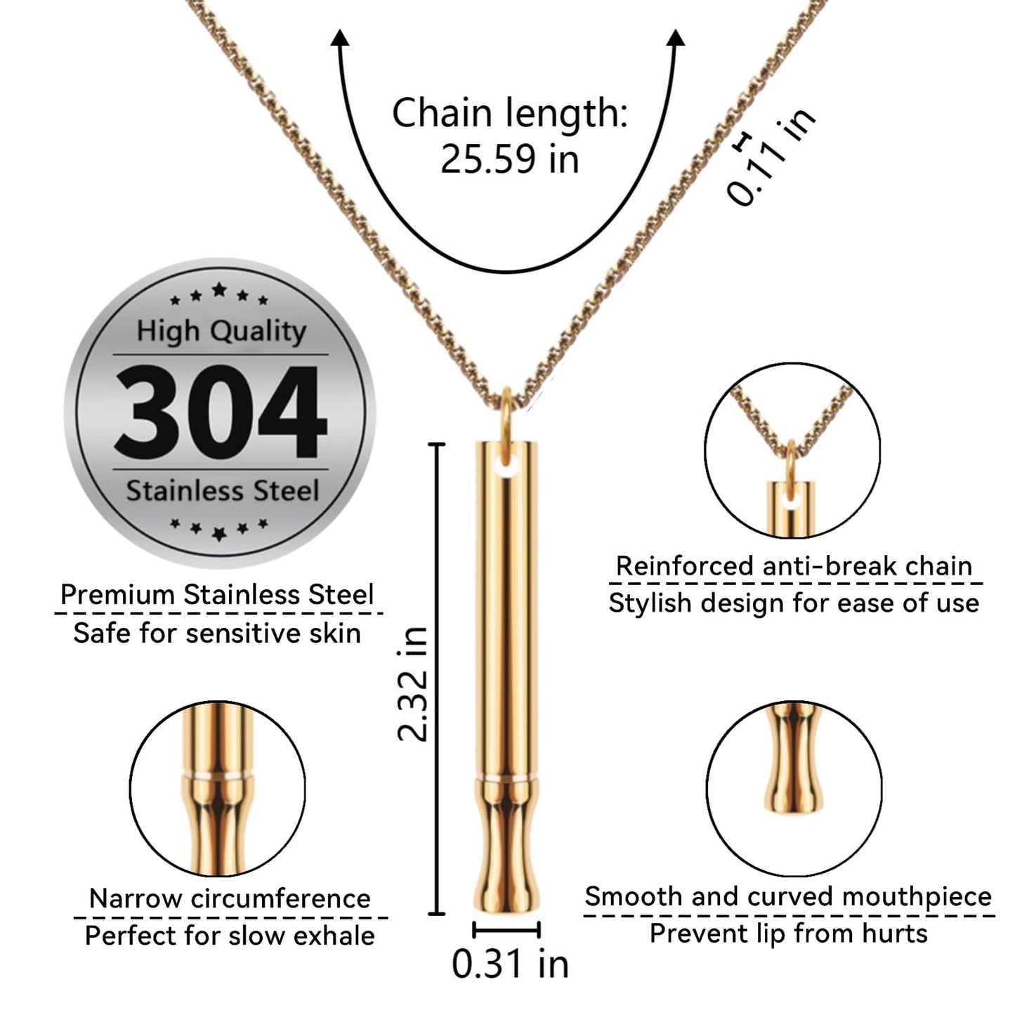 LAMKHOO Breathing Necklace to Quit Smoking and Vaping with Refillable Mint Pods Stop Smoking Aids Fidget Necklace Smokeless Inhaler for Adults