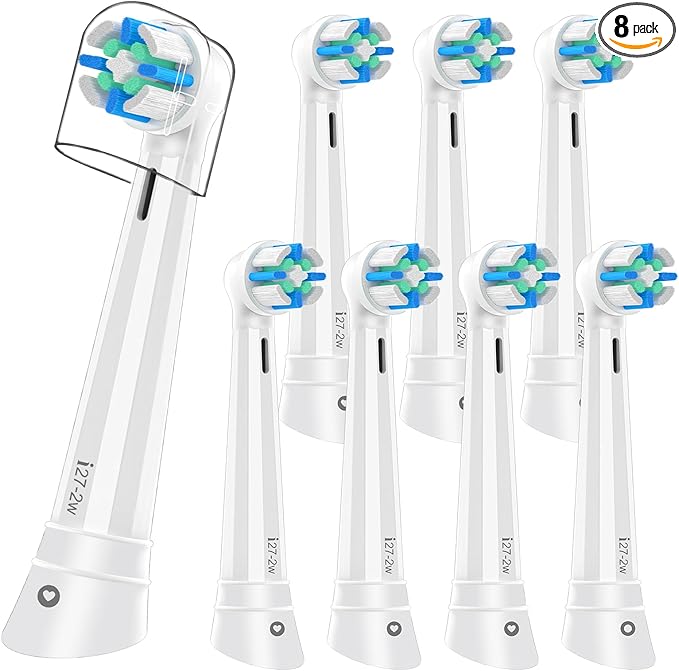 8PCS iO Replacement Heads Compatible with Oral B IO 2/3/4/5/6/7/8/9/10 Series Electric Toothbrush,Compatible with Oral B io Series Toothbrush Heads with Medium Bristles,White