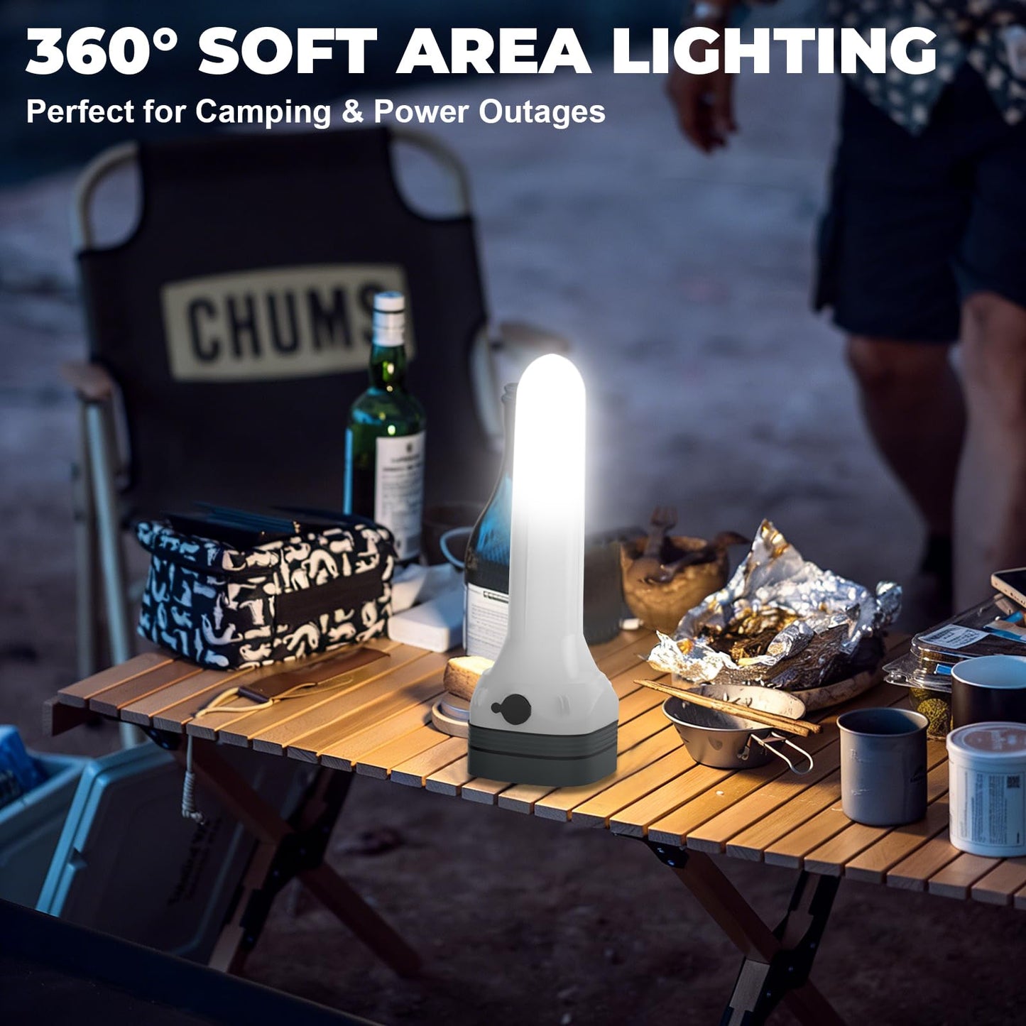 FUICZSN Flashlight Lantern Combo Rechargeable, 2-in-1 LED Flashlight with 360° Camping Lantern & Emergency Strobe, Compact Light for Camping, Power Outage, Car
