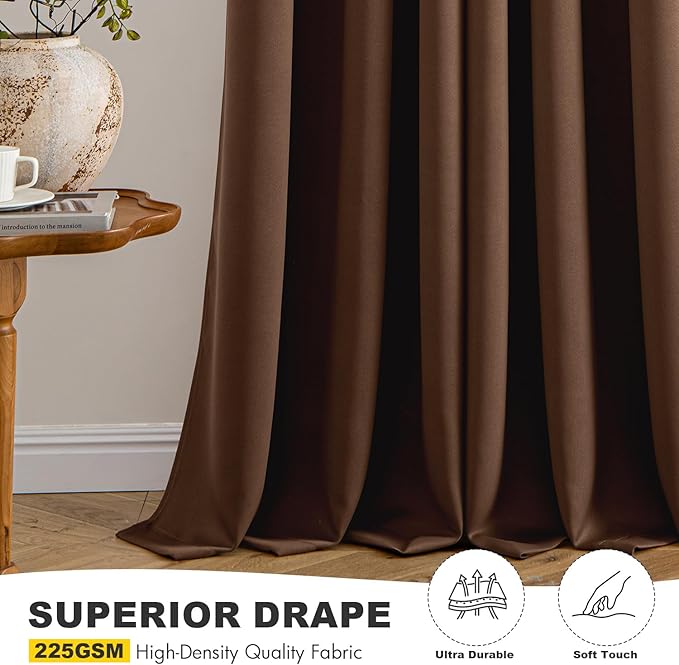 MIULEE Short Curtains for Windows - Mocha Brown Blackout Half Window Curtains Thermal Insulated Privacy Drapes for Kitchen Bedroom Bathroom Grommet Top Small Basement Tiers W40 x L36 Inch 2 Panels