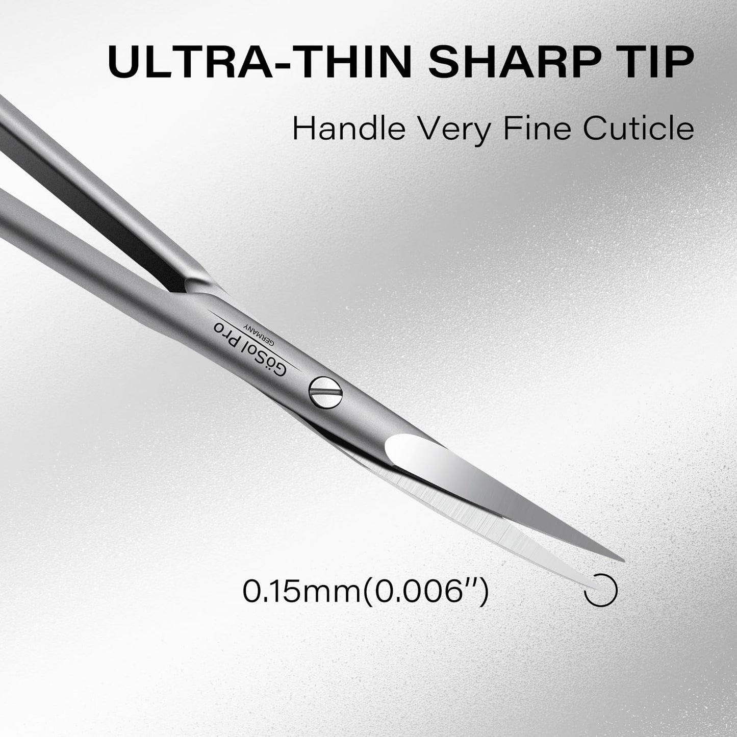 GöSol Cuticle Scissors Russian-Style Ultra Fine Curved Professional Cuticle Scissors 420 Stainless Steel, Precision Pointed Tip Grooming Scissors for Dead Skin; Eyebrow; Eyelash, Includes Leather Case