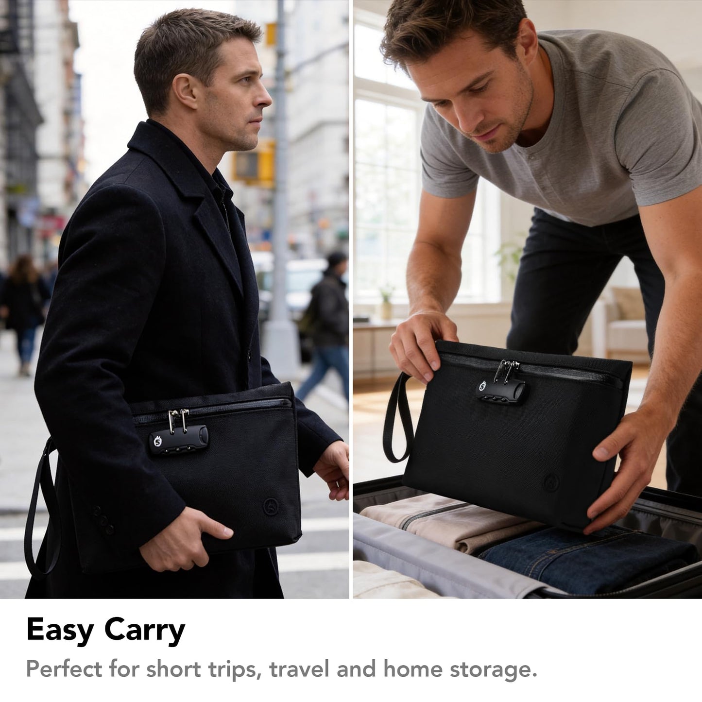 Smell Proof Bag with Combination Lock, Container Box Odor Proof Safe Travel Storage Case Odorless Organizer Gift for Friend, Black