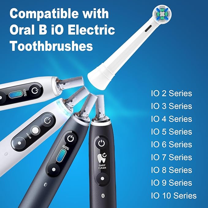 iO Replacement Heads Compatible with Oral B iO, for Oral B iO 2/3/4/5/6/7/8/9/10 Series Electric Toothbrushes, Medium Softness for Protect Teeth and Gums, 6 White